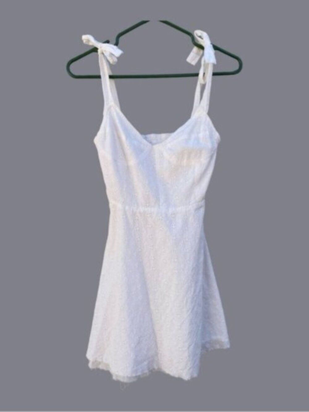 Dplus Studio White Eyelet Lace Tie-Strap Mini Dress - Size S